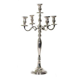 เชิงเทียนโลหะอลูมิเนียมเคลือบเงาสีทอง5แขนสำหรับตกแต่งงานแต่งงานเชิงเทียน - Product Image 5