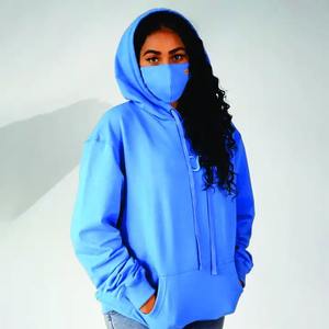 Fabricante para ropa de aduana parche bordado borde de la manga con rayas Sudadera con capucha de gran tamaño con forro de satén sudaderas con capucha - Product Image 4