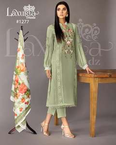 Último diseñador pesado Faux Georgette bordado trabajo Kurti conjunto de alta calidad vestido étnico indio por Fab Zone ocasiones de boda - Product Image 4