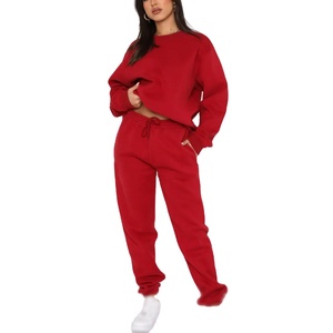Vêtement de sport pour femme en gros, sweat à capuche court à manches longues en coton imprimé uni décontracté |   Ensemble de jogging sportif avec logo personnalisé - Product Image 5