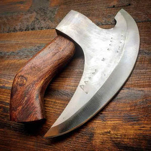 Vente en gros de hache à pizza Viking personnalisée Coupeur multi-couteaux à lame en acier inoxydable fait à la main avec manche en palissandre de qualité OEM personnalisable - Product Image 6