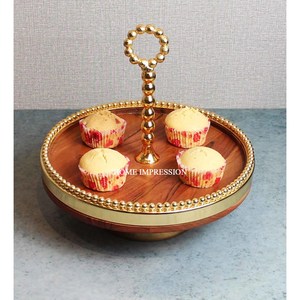 Support de gâteau de tasse en bois et en métal de forme ronde de qualité supérieure - Product Image 1