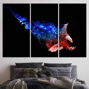 Elegant Printed Canvas Artwork: Modern Patriotic Decor for Home,SET OF 3 CANVAS - Product Image 1