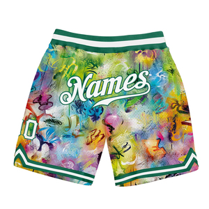 Short de basket-ball graphique Graffiti à la mode pour hommes Short de sport personnalisé avec nom et numéro Tendance estivale Maillot de bain de style décontracté ample - Product Image 2