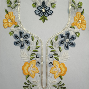 Hermosos parches bordados cuello en tela de red con lentejuelas para blusa sari y Kurti para sastrería de boutique - Product Image 3