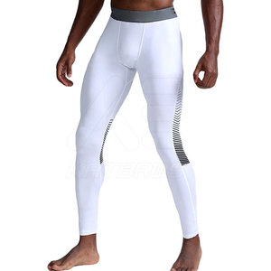 Leggings de yoga blancs pour hommes, longueur intégrale, taille mi-haute, sans coutures, en spandex et polyester, séchage rapide, respirants - Product Image 1