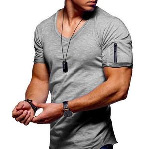 Camiseta de punto con cuello redondo para hombre unisex con serigrafía y logotipo personalizado OEM con diseño en blanco de manga corta de color sólido - Product Image 3