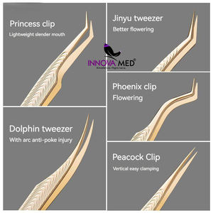 INNOVAMED INSTRUMENTS Meilleure vente pince à cils de qualité supérieure doré Logo personnalisé imprimé pointu personnalisable Service OEM - Product Image 3