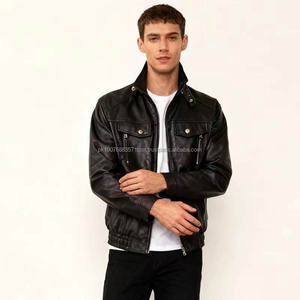 Chaqueta de Cuero Vacuno Vintage Bordada y Transpirable para Hombre, con Cuello Camisero, Diseño de Motocicleta y Logotipo Frontal - Product Image 3