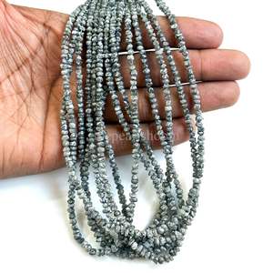 Perles brutes lisses en diamant gris non taillées 4-5 mm, perles de diamant naturelles sans conflit, brin de 16 pouces pour la fabrication de bijoux, vente en gros - Product Image 2
