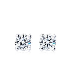 Pendientes de Moissanita con Corte Brillante y Engaste de Cuatro Puntas, Estilo Clásico y Minimalista, Chapados en Oro de 18k sobre Plata de Ley, Tianyu Gems - Product Image 3