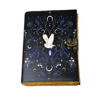 Carnet Grimoire à Couverture Rigide en Cuir Imprimé Hibou, Livre de Sortilèges Classique sur les Ombres, Sorcellerie Religieuse, Horreur, Wicca, Paganisme, Gothique