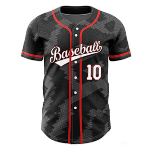 Logo de broderie personnalisé de bonne qualité Maillot de baseball manches courtes séchage rapide Maillot de baseball teint uni Service personnalisé OEM - Product Image 2