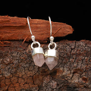 Pendientes colgantes de Plata de Ley 925 sólida de alta calidad, increíble pendiente de piedra preciosa Rosa Rosequartz, forma elegante, hermoso diseño - Product Image 3