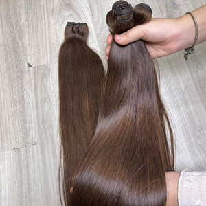 ผมตรงธรรมชาติแบบต่อสีน้ำตาล 100% ผมแท้เวียดนาม |   จัดเรียงหนังกำพร้าให้เรียบ |   ซัพพลายเออร์ยอดนิยม - Product Image 1