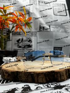 Iced Out Silver Sunglasses Luxury Rimless Sunglasses Moissanite Diamond Style Fashion <b>Shades</b> Party Wear For Unisex - Product Image 3