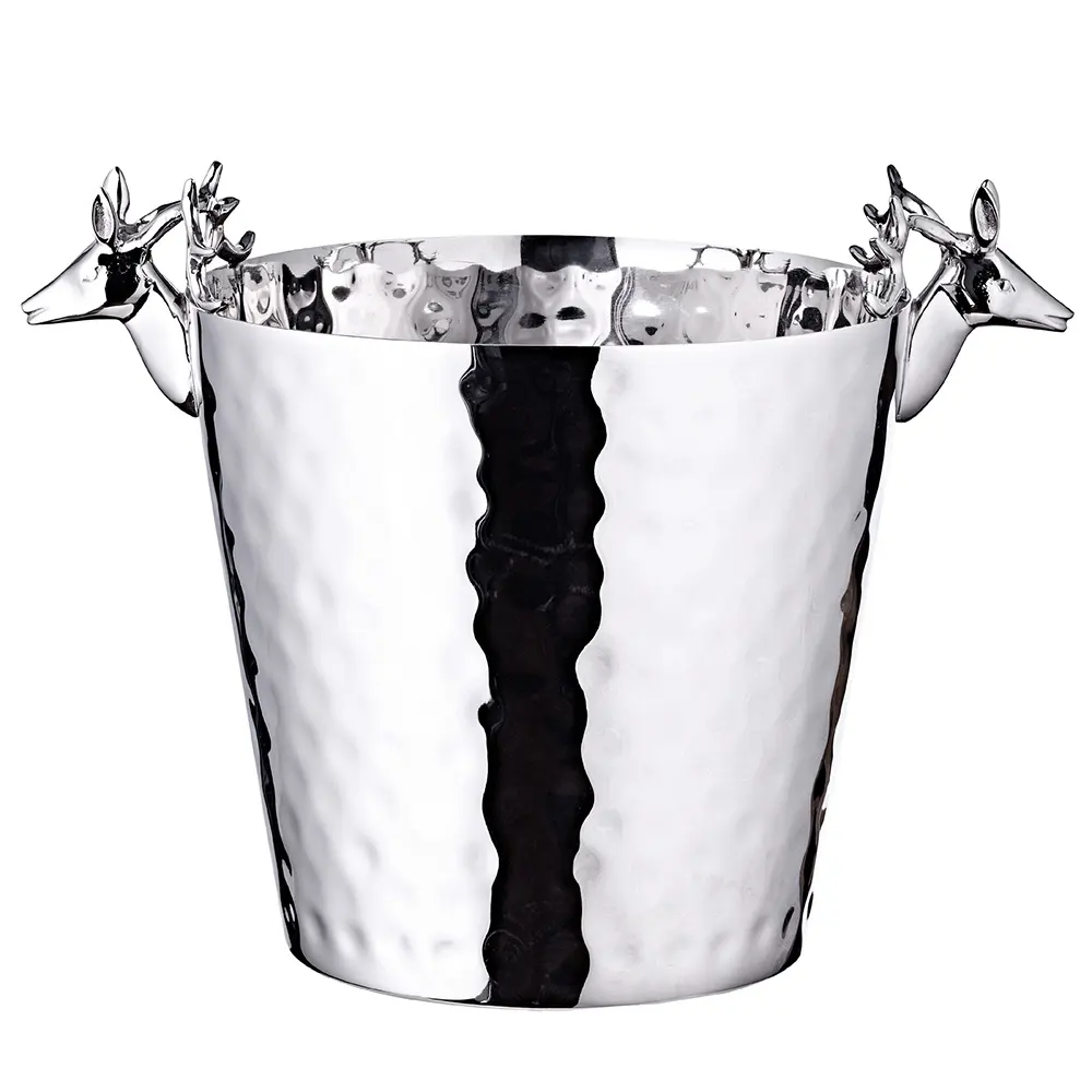 Industry Trending Stainless Steel Ice Bucket Wine Holder Texture Design Handmade Champagne Ice Bucket Chiller for Bar Supplies