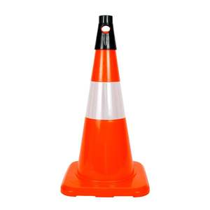 Cône de signalisation routière en PVC de 50 cm pour la sécurité routière, cône de signalisation blanc réfléchissant, barrière routière sans poids - Product Image 4