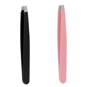 Juego de 2 Pinzas para Cejas de Acero Inoxidable, 9.6 cm, Punta Inclinada, Punta Puntiaguda, Punta Plana, Color Rojo Rosa y Negro, para Depilación - Product Image 5