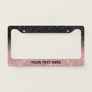 Marco de Matrícula Moderno con Brillo Degradado en Oro Rosa y Negro - Product Image 1