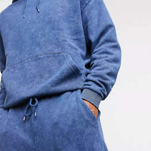 Conjunto de Sudadera con Capucha Corta y Pantalones Deportivos Holgados de Dos Piezas con Lavado Ácido de Alta Calidad para Hombre, Personalizado, Grueso, Talla Grande - Product Image 4