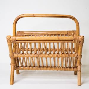 Porte-revues en rotin tissé à la main, porte-journaux en osier naturel, support de rangement pour magazines sur pied pour la décoration de la maison et du salon - Product Image 1