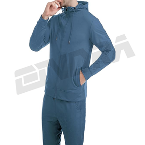 Conjunto de ropa deportiva para hombre Color sólido Chaqueta con cremallera completa y pantalones Chándal estampado informal Conjunto de entrenamiento de gimnasio de dos piezas - Product Image 5