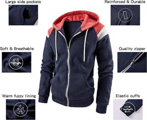 Sudadera con capucha de invierno para hombre, Jersey acolchado de algodón, sudadera informal con capucha, cuello con capucha, patrón sólido, tela de punto teñida lisa - Product Image 3