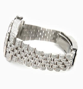 Reloj de pulsera de diamante natural con esfera Rosa helada de excelente calidad con esfera De fecha disponible a un precio asequible - Product Image 3