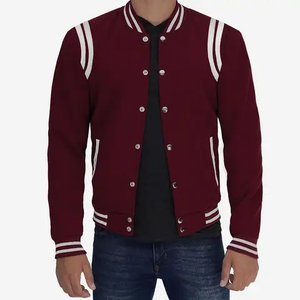 Chaqueta Bomber Varsity de Invierno para Hombre, en Oferta, Ecológica, Impermeable, Transpirable, con Mangas de Cuero Vacuno Genuino y Letra Personalizada - Product Image 1