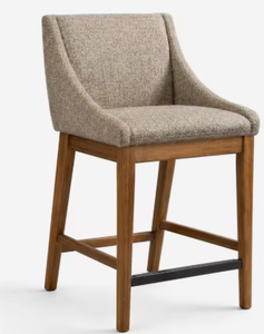 Tabouret de bar moderne rembourré avec pieds en bois et dossier solide pour salle à manger, îlot de cuisine, café - Product Image 3