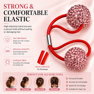 Nouvelle version coréenne : Élastiques à cheveux brillants en strass, noués, en forme de boule, pour femmes - Product Image 2