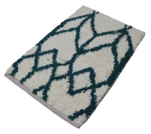 Tapis Marocain Moderne en Laine Shaggy Géométrique Tissé à la Main Haute Pile Teal Ivoire Réversible PET Friendly Eco-Friendly rembourré Zone - Product Image 5