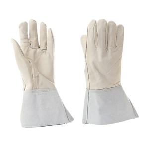 Guantes de cuero de vaca divididos resistentes al calor y a la abrasión Guantes de seguridad de soldadura larga para entornos de alta temperatura - Product Image 6
