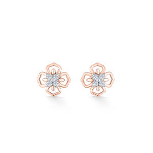 Pendientes de Diamantes con Forma de Pétalo en Oro Rosa para Mujer - Product Image 3