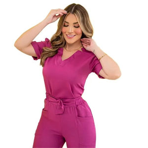 Conjuntos de uniformes médicos de moda para mujer, manga corta con uniforme de bolsillo, Jogger, trabajo, enfermería, enfermera, conjuntos de uniformes médicos - Product Image 5
