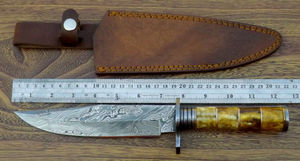 Custom Handmade DIY OEM Stainless Steel <b>Bone</b> <b>Handle</b> Serrated Edge Hunting Bowie <b>Knife</b> Leather Sheath Industrial Use 3-Year - Product Image 6