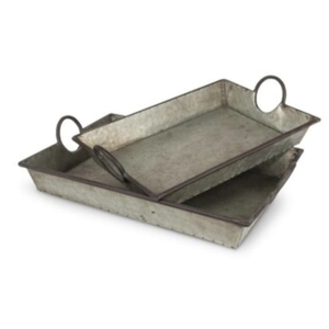 Bandeja de servicio rectangular de estilo industrial Bandeja de hierro de metal galvanizado rústico para mesa de comedor - Product Image 1