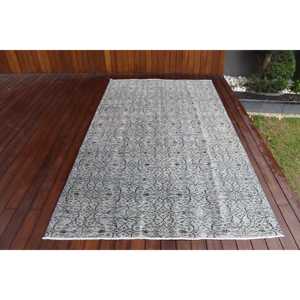 พรมขนาด 5x8.8 ฟุต, พรมตุรกีโบราณ, พรมสีเทาสไตล์ตะวันตกเฉียงใต้ - Product Image 1
