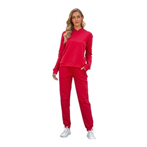 Automne moderne dentelle femmes survêtements 2 pièces ensemble rue pantalons de survêtement fermeture éclair à capuche écologique 100% coton - Product Image 1