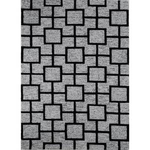พรมขนสัตว์ผสมวิสโคสสีเทาดำลายเรขาคณิต สำหรับบ้าน ห้องนอน ทางเดิน รูปทรงสี่เหลี่ยมผืนผ้า หนา 10 มม. วัสดุ PVC รุ่น Tnq-239(Cm-01) - Product Image 1