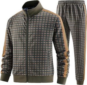 Chándal de 2 piezas para hombre, chándal informal de manga larga con cremallera completa, conjunto deportivo para correr - Product Image 6