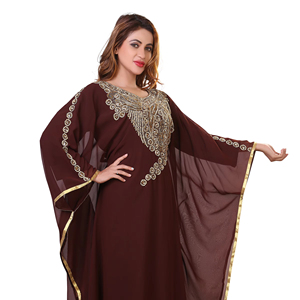 Caftan marocain marron Farasha robe Zari pierre travail traditionnel musulman vêtements accessoires Dubaï inspiré respirant - Product Image 1