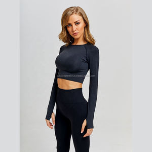 Ensemble de leggings de yoga pour femmes taille haute personnalisé Style solide à la mode vêtements de sport d'entraînement beauté fesses pantalons de course pour femmes - Product Image 2