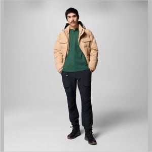 <b>Men's</b> High Quality <b>Denim</b> Puffer <b>Jacket</b> Vintage Style <b>Hooded</b> Collar Front Embroidered Logo Solid Pattern Winter Closure Zipper - Product Image 5