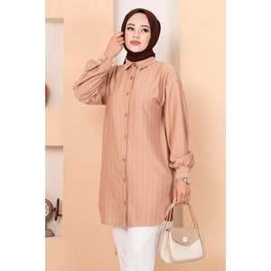 Chemise Hijab rayée légère pour garçons et filles Style tissé décontracté en coton et polyester de haute qualité pour toutes les saisons - Product Image 4