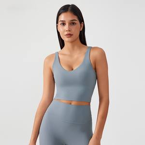 Sujetador deportivo <span class=keywords><strong>de</strong></span> yoga para mujer, color nude, transpirable, <span class=keywords><strong>de</strong></span> alta sujeción, con almohadillas extraíbles, tirantes ajustables, cuello en V, espalda en U, <span class=keywords><strong>de</strong></span> spandex/nailon - Product Image 5