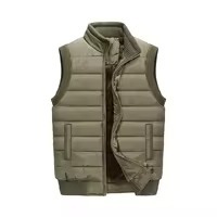 Son Tasarım Kışlık Erkek Su Geçirmez Rüzgar Geçirmez Fermuarlı Günlük Dış Giyim Şişme Yelek Yan Cepli %100 Polyester Nefes Alabilir