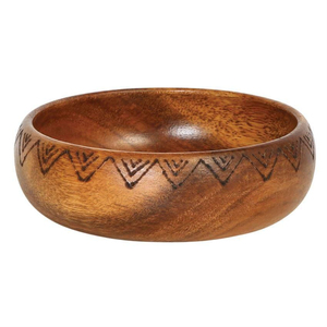 Tazón para Servir de Madera de Acacia Hecho a Mano de Primera Calidad con Diseño Tribal Grabado, Tazón de Madera Decorativo Ecológico para Ensaladas para la Cocina - Product Image 1