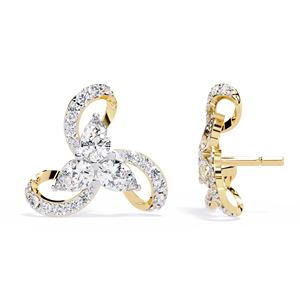 Vente en gros de boucles d'oreilles en or blanc de haute qualité avec diamants 10kt 14kt 18kt cultivés en laboratoire pour mariage fête tenue quotidienne - Product Image 1